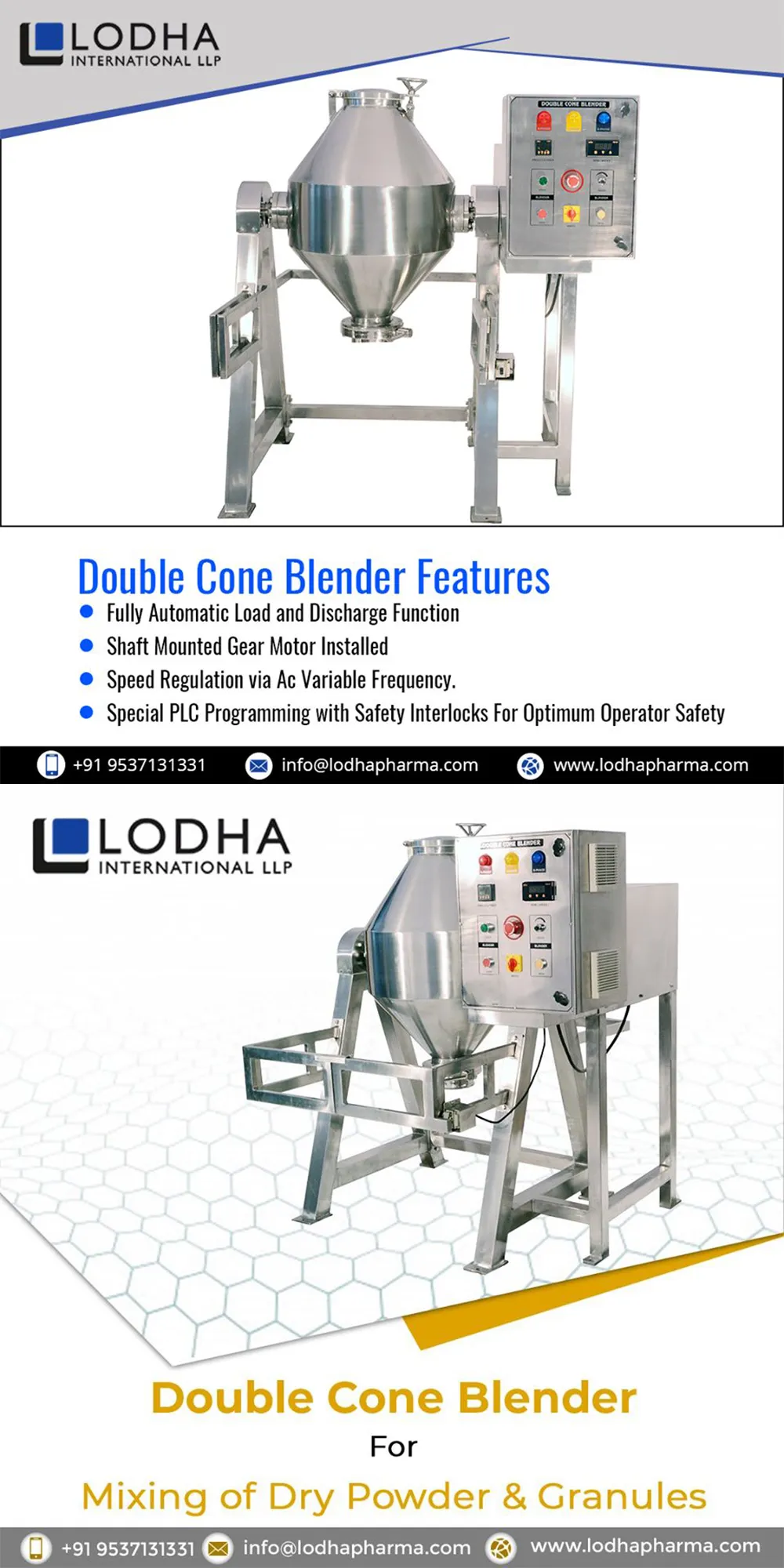 Industrial Applications of Double Cone Blender